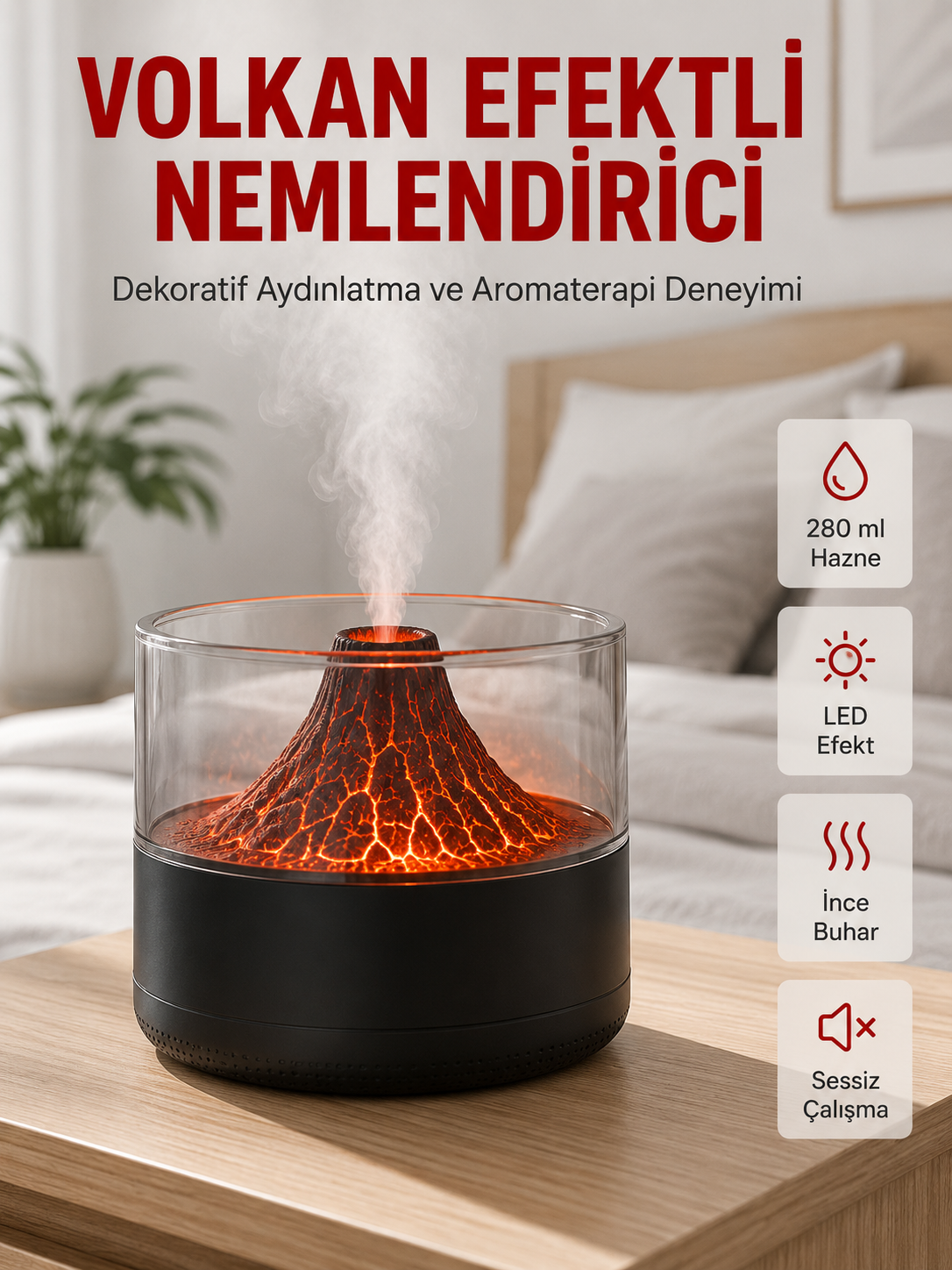 Otomatik Kapanma Özellikli Ultrasonik Hava Nemlendirici - Lisinya Otomatik Kapanma Özellikli Ultrasonik Hava Nemlendirici - Lisinya