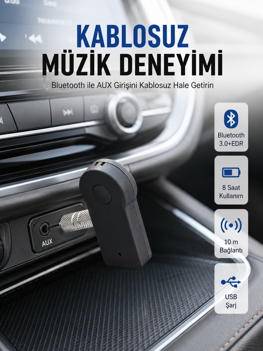 Kablosuz Bağlantı ile Müzik ve Görüşme Araç Kiti - Lisinya