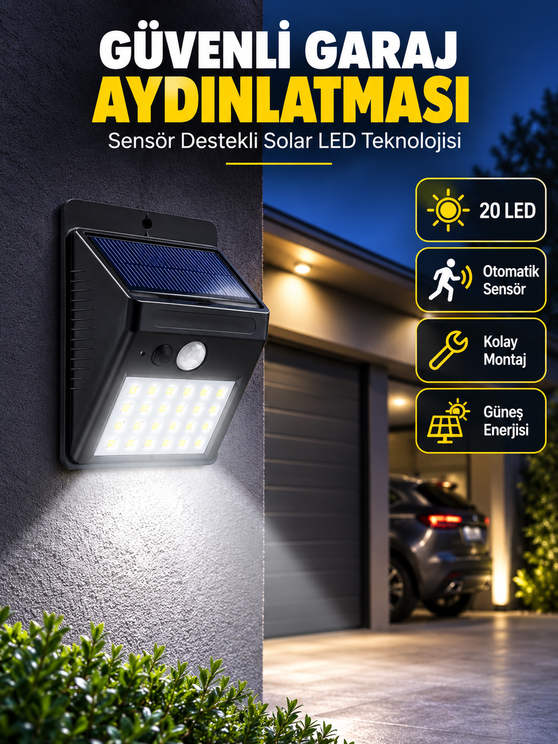 Kablo Gerektirmeyen Solar LED Bahçe ve Veranda Işığı Yeni Nesil - Lisinya Kablo Gerektirmeyen Solar LED Bahçe ve Veranda Işığı Yeni Nesil - Lisinya