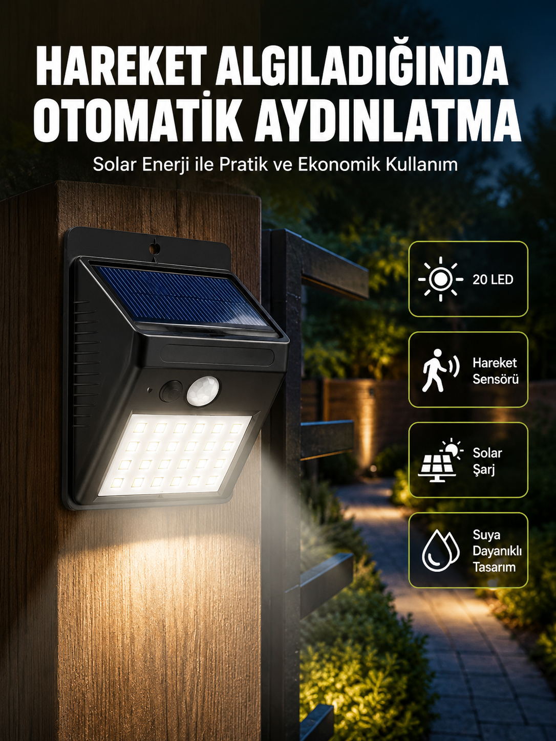 Hareket Algılamalı Solar LED Güvenlik Lambası Yeni Nesil - Lisinya Hareket Algılamalı Solar LED Güvenlik Lambası Yeni Nesil - Lisinya