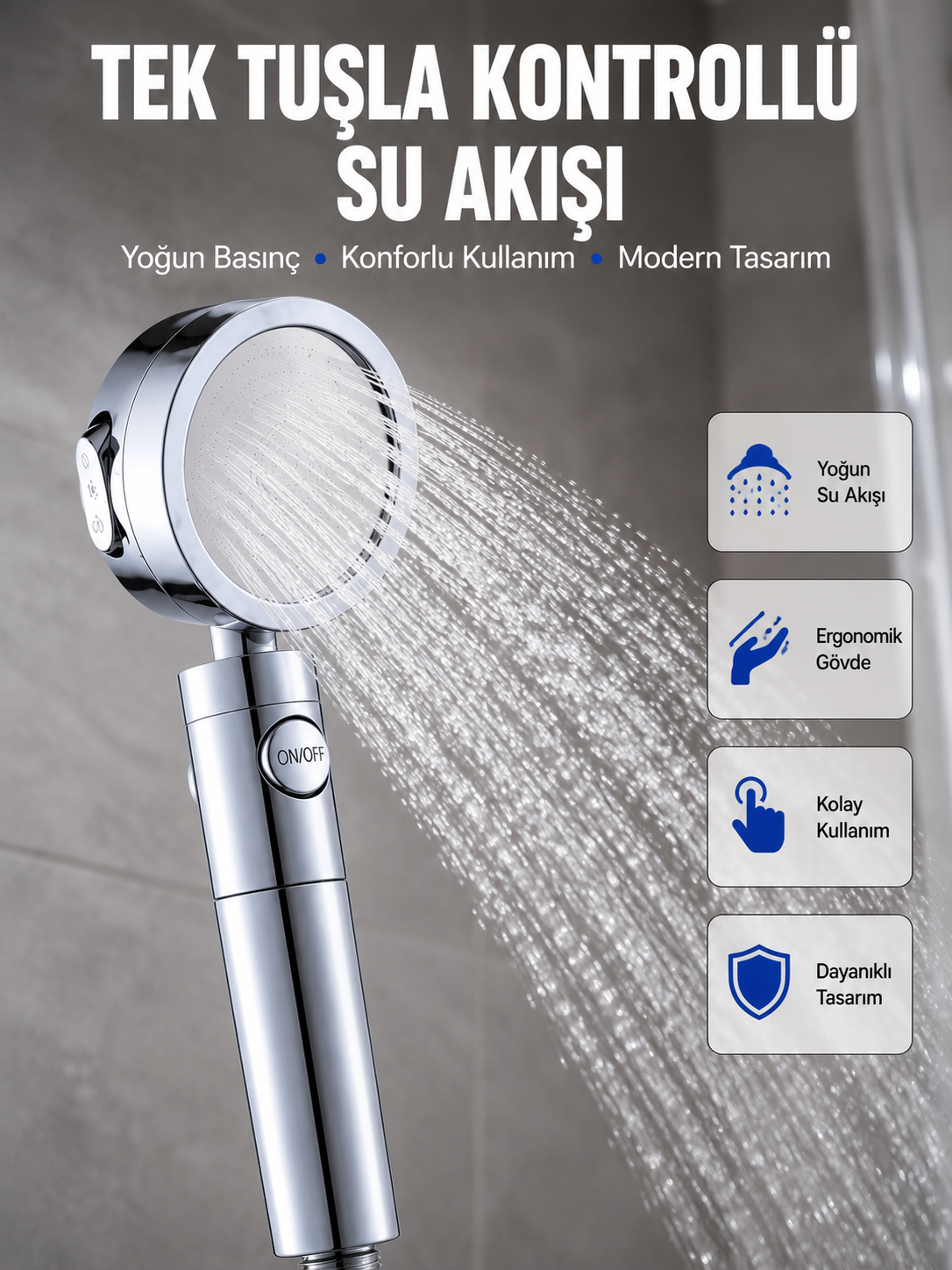 Masaj ve Yağmur Modlu Su Tasarruflu Duş Başlığı - Lisinya Masaj ve Yağmur Modlu Su Tasarruflu Duş Başlığı - Lisinya