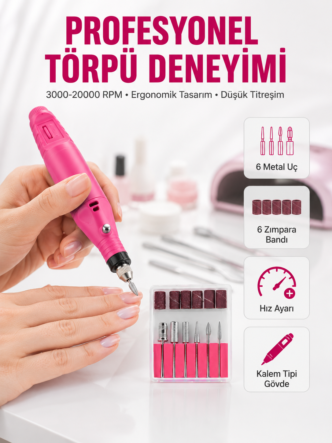 6 Uçlu Elektrikli Manikür Pedikür Seti Yeni Nesil - Lisinya