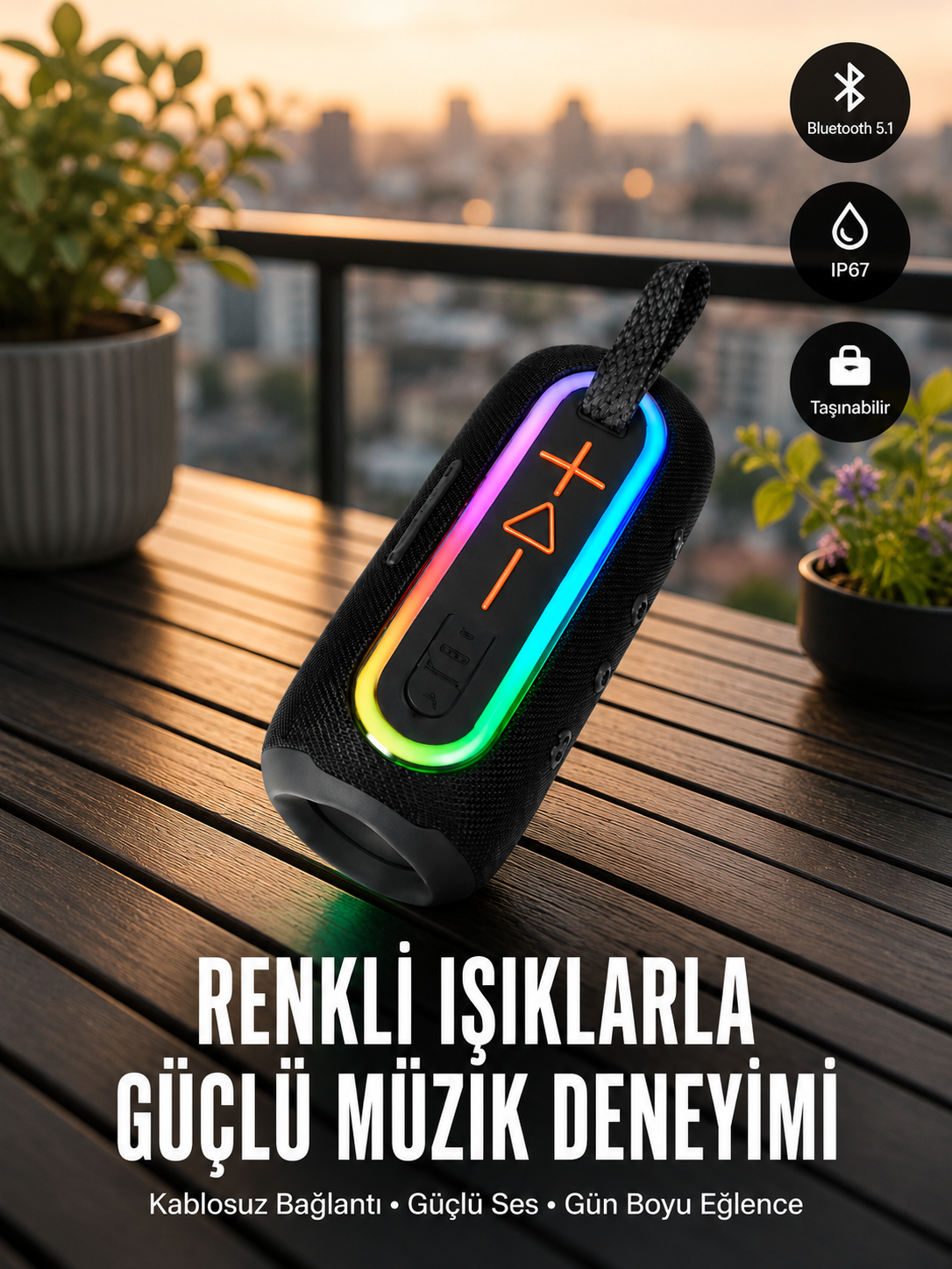 Taşınabilir Şarjlı Bluetooth Hoparlör Güçlü Bas Yeni Nesil - Lisinya