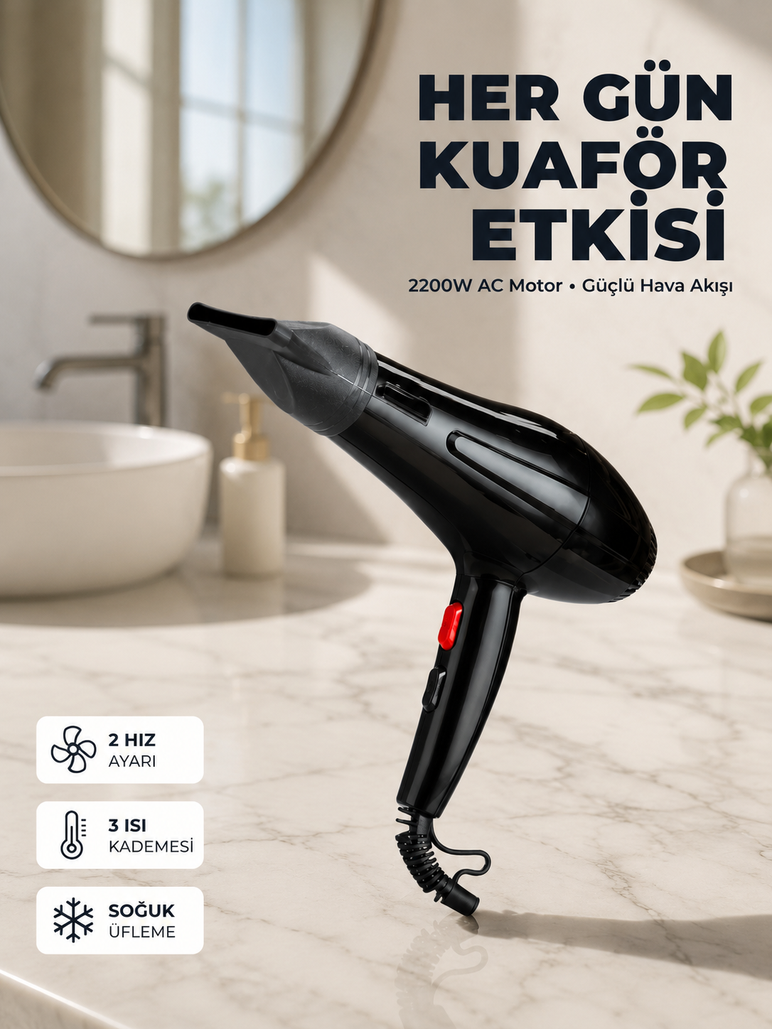 Profesyonel 2200W Saç Kurutma Makinesi Yüksek Performans - Lisinya Profesyonel 2200W Saç Kurutma Makinesi Yüksek Performans - Lisinya