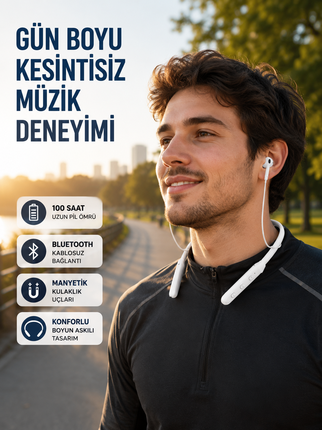 Uzun Süre Dayanıklı Manyetik Başlıklı Bluetooth Kulaklık - Lisinya Uzun Süre Dayanıklı Manyetik Başlıklı Bluetooth Kulaklık - Lisinya