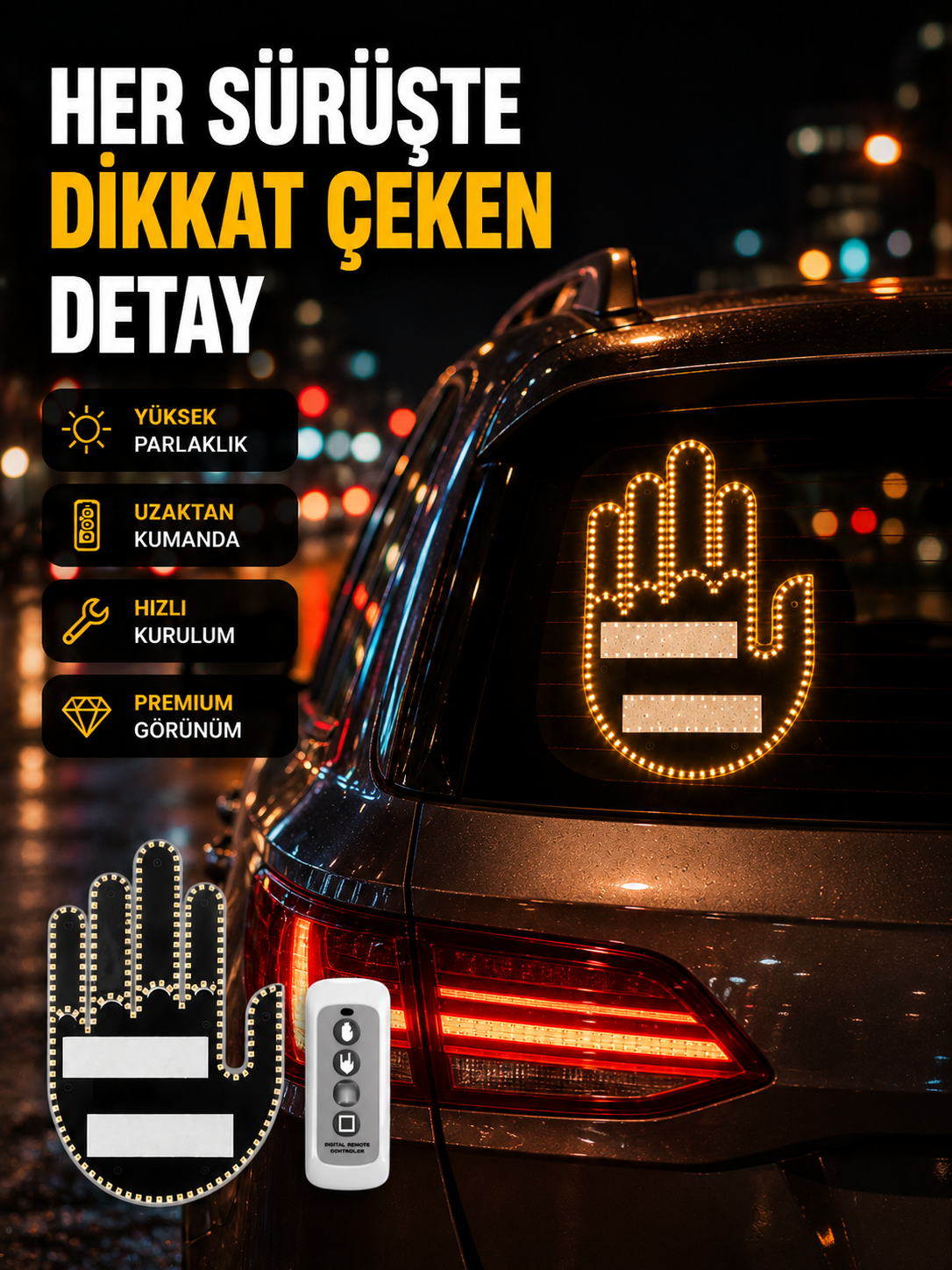 Uzaktan Kumandalı LED El Park Uyarı Cihazı Suya Dayanıklı Enerji Tasarruflu - Lisinya
