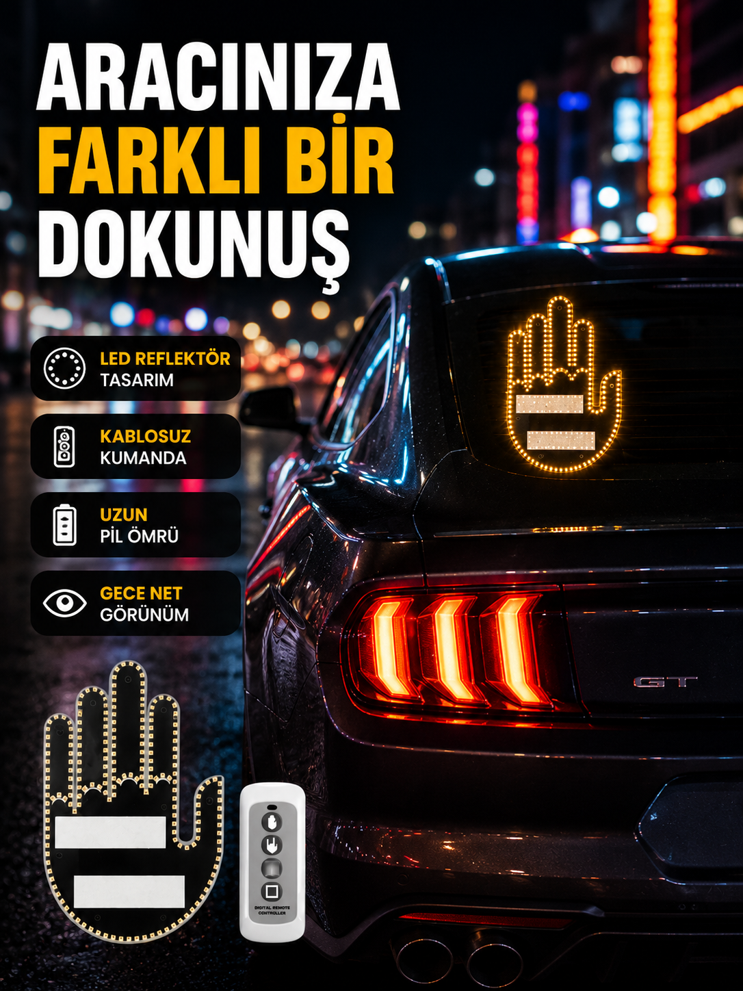 2025 Orijinal LED El Park Uyarı Sistemi Uzaktan Kumandalı - Lisinya