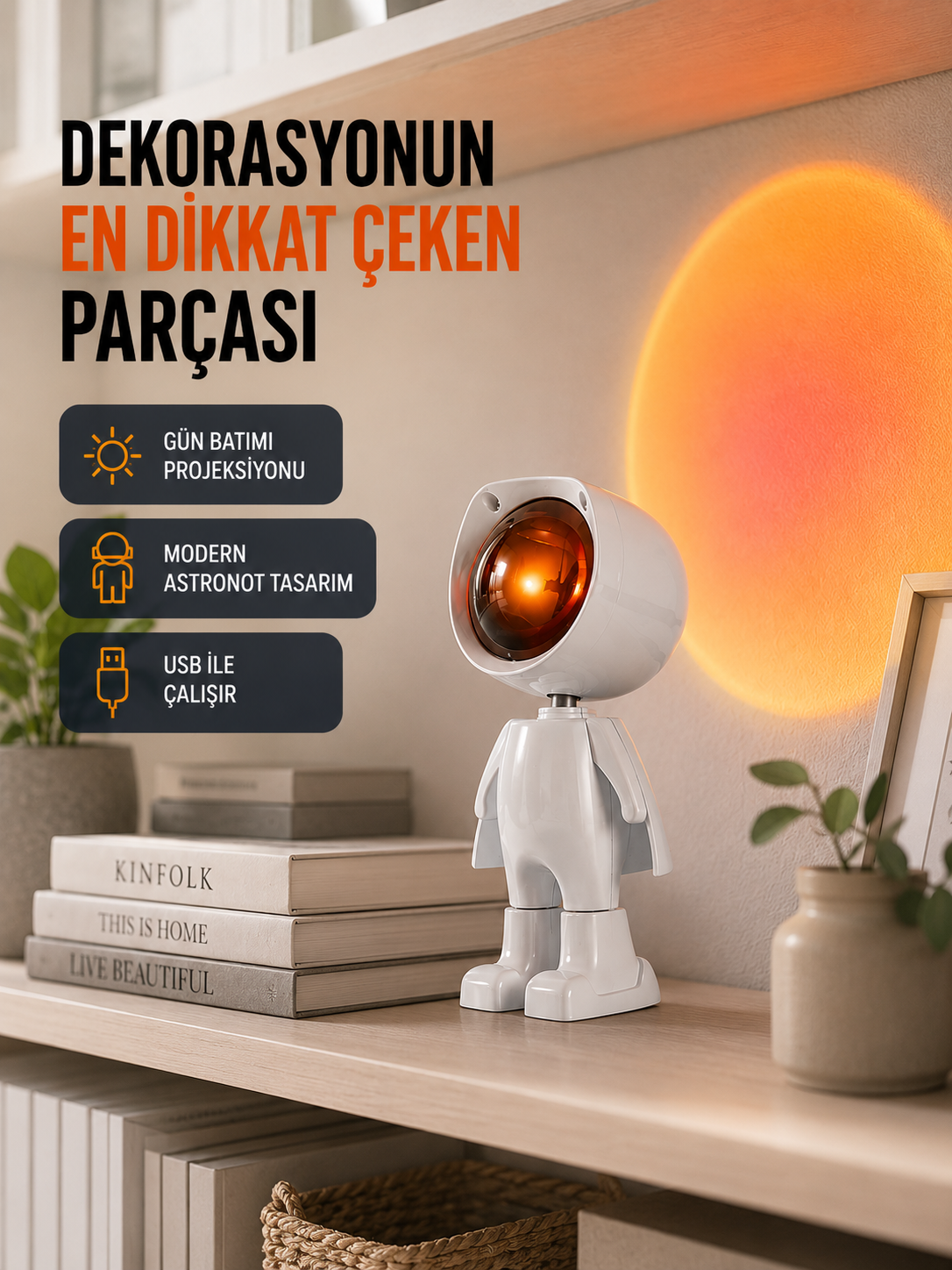 Gün Batımı Efekti Sunan Astronot LED Masa Lambası Yeni Nesil - Lisinya Gün Batımı Efekti Sunan Astronot LED Masa Lambası Yeni Nesil - Lisinya