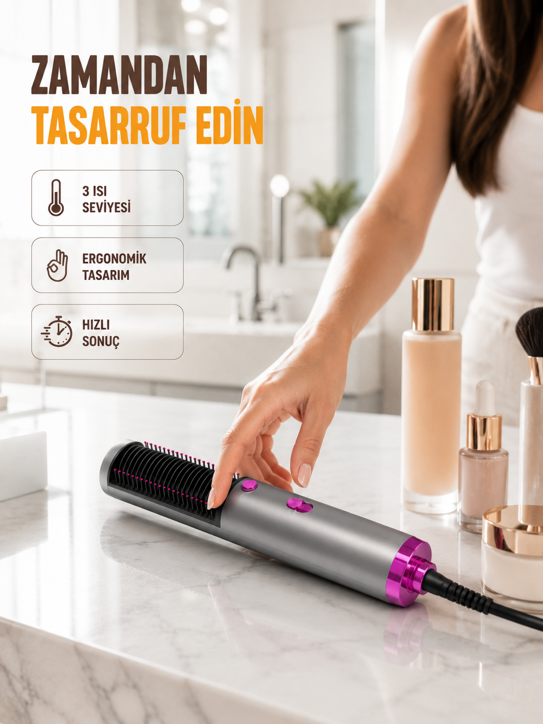 Saç Düzleştirme ve Hacimlendirme Fonksiyonlu Fırça - Lisinya