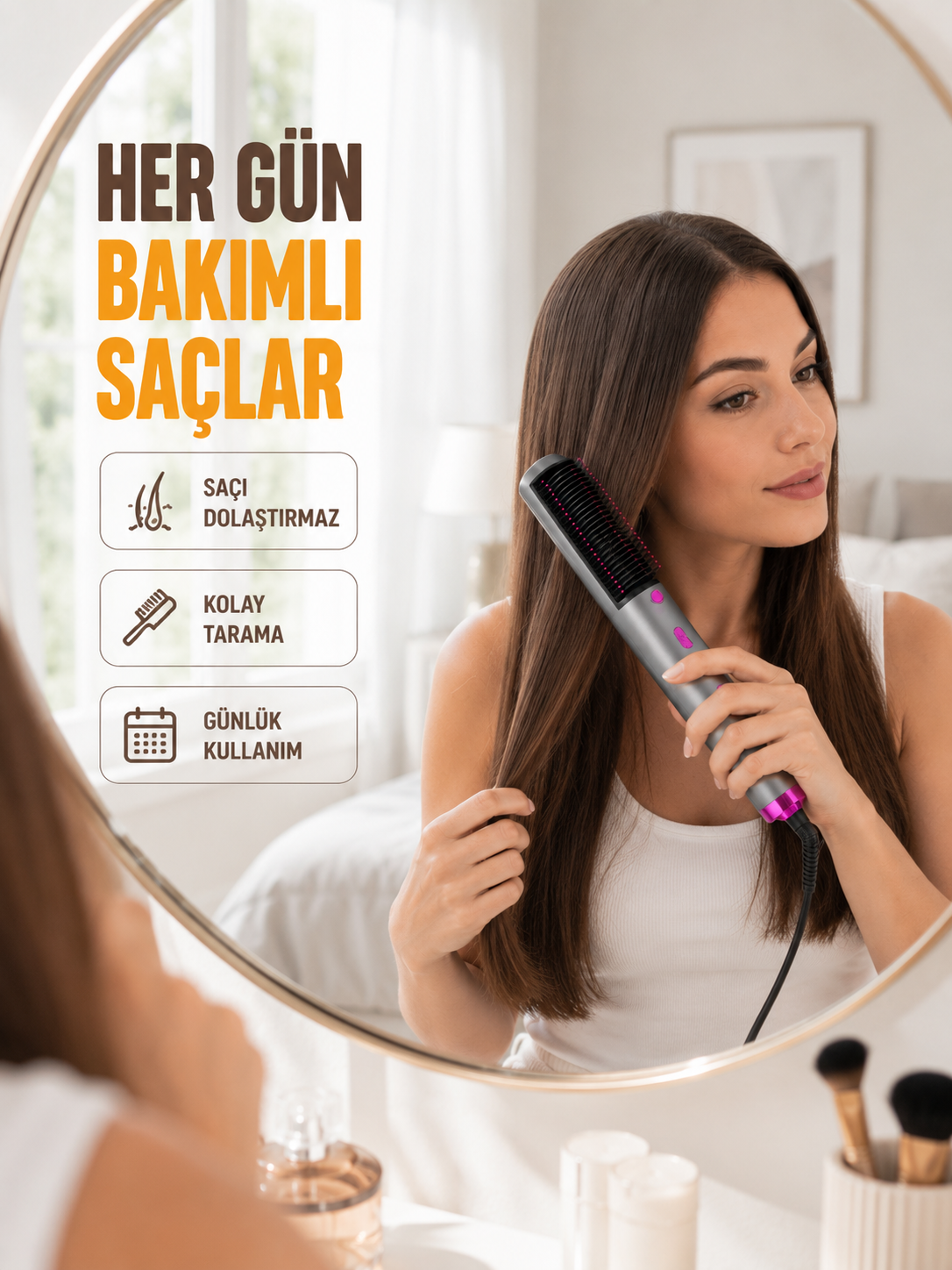 Elektriklenme Önleyici İyonik Saç Şekillendirme Fırçası - Lisinya