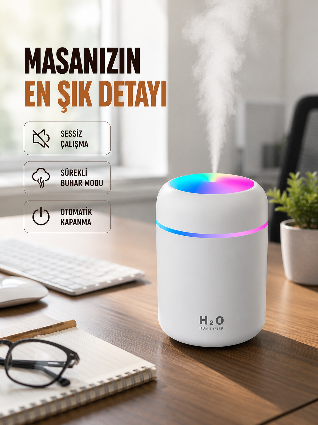 Kompakt Boyutlu Nemlendirici – 30-45ml/h Buhar Kapasiteli - Lisinya Kompakt Boyutlu Nemlendirici – 30-45ml/h Buhar Kapasiteli - Lisinya