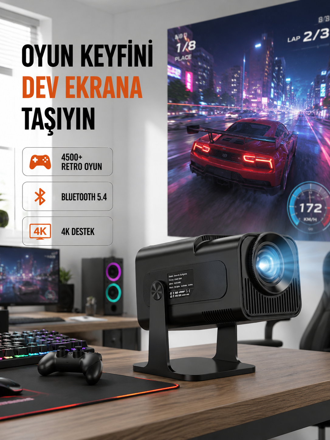 HCS350pro Android 11 İşletim Sistemli Mini Projektör Yeni Nesil - Lisinya
