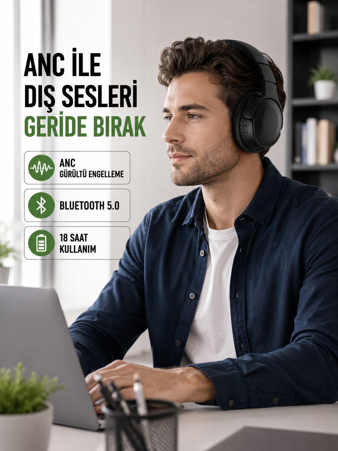 Geniş Frekans Aralıklı Bluetooth Kulak Üstü Kulaklık - Lisinya