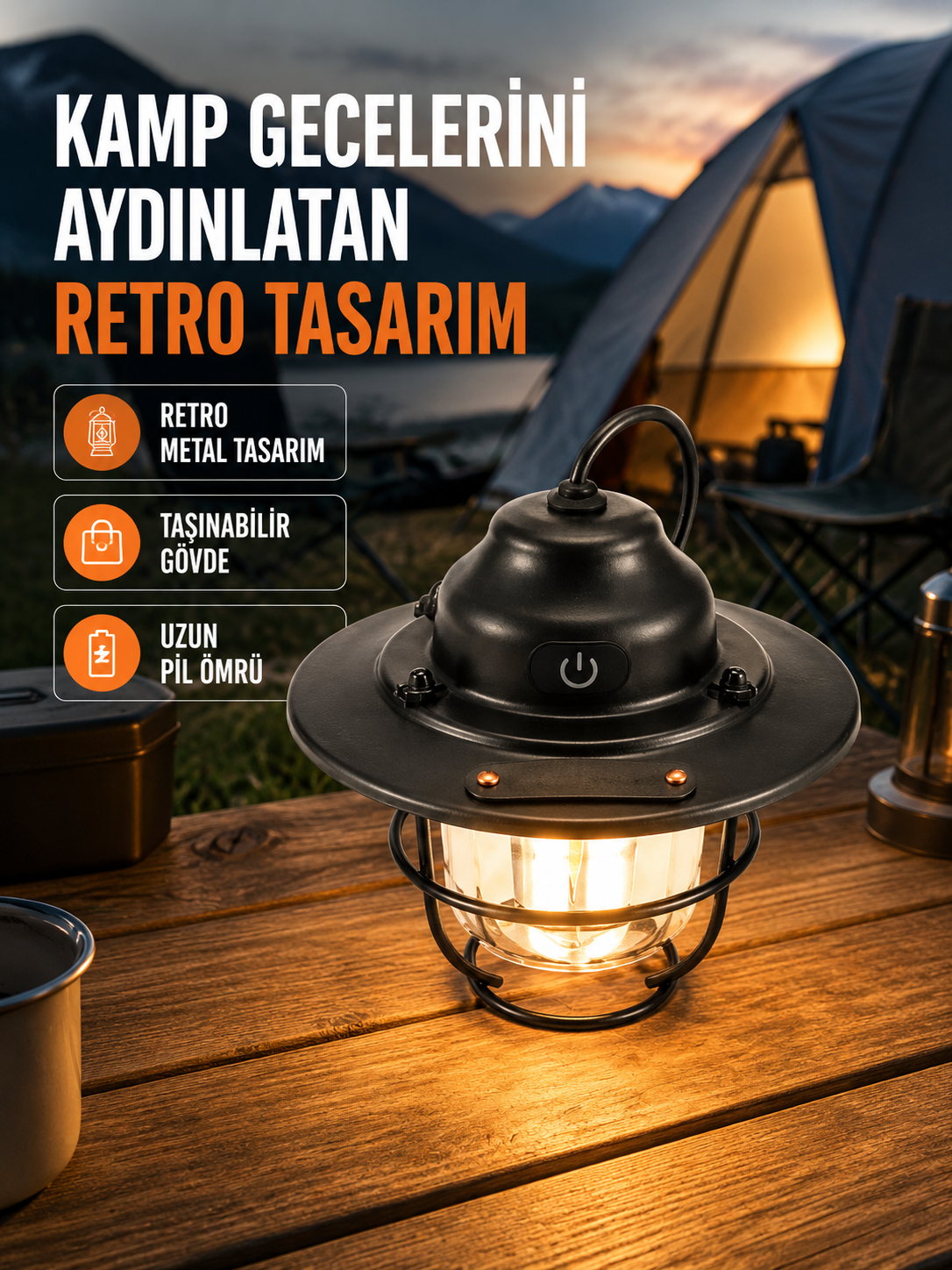 Dekoratif ve Fonksiyonel Taşınabilir Kamp Gece Lambası - Lisinya Dekoratif ve Fonksiyonel Taşınabilir Kamp Gece Lambası - Lisinya
