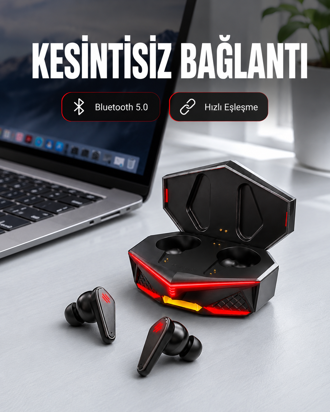 Kablosuz Bluetooth Kulaklık Led Işıklı Yeni Nesil - Lisinya