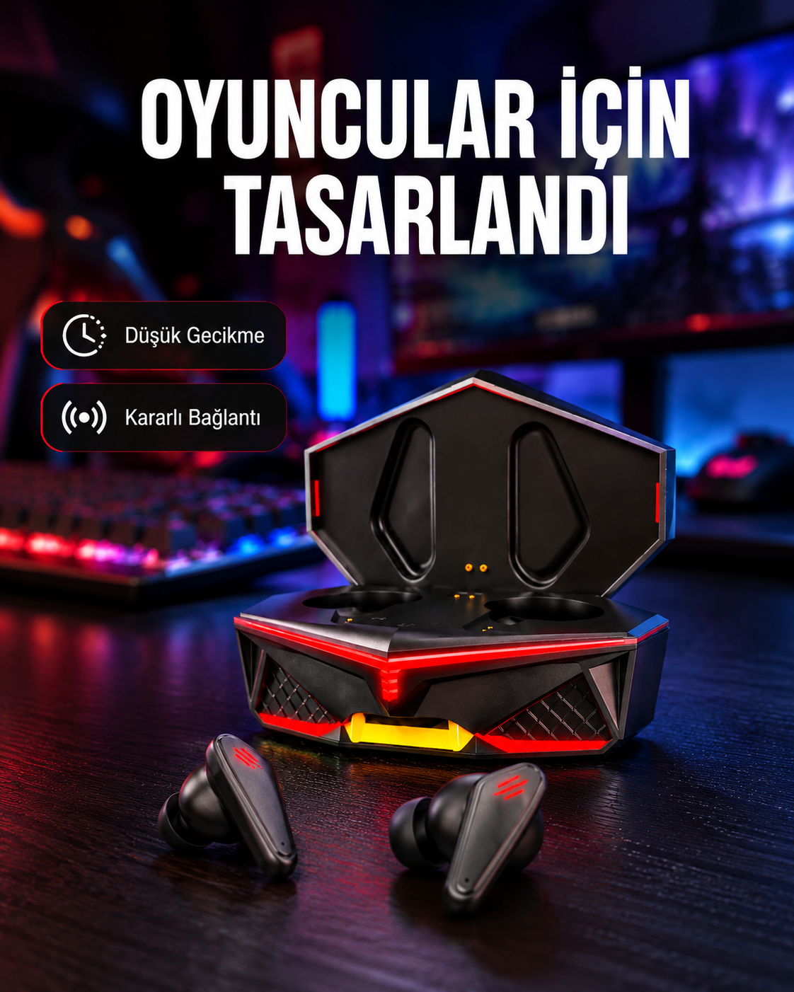 Led Işıklı Metal Kasa Kablosuz  Kulaklık Yeni Nesil - Lisinya