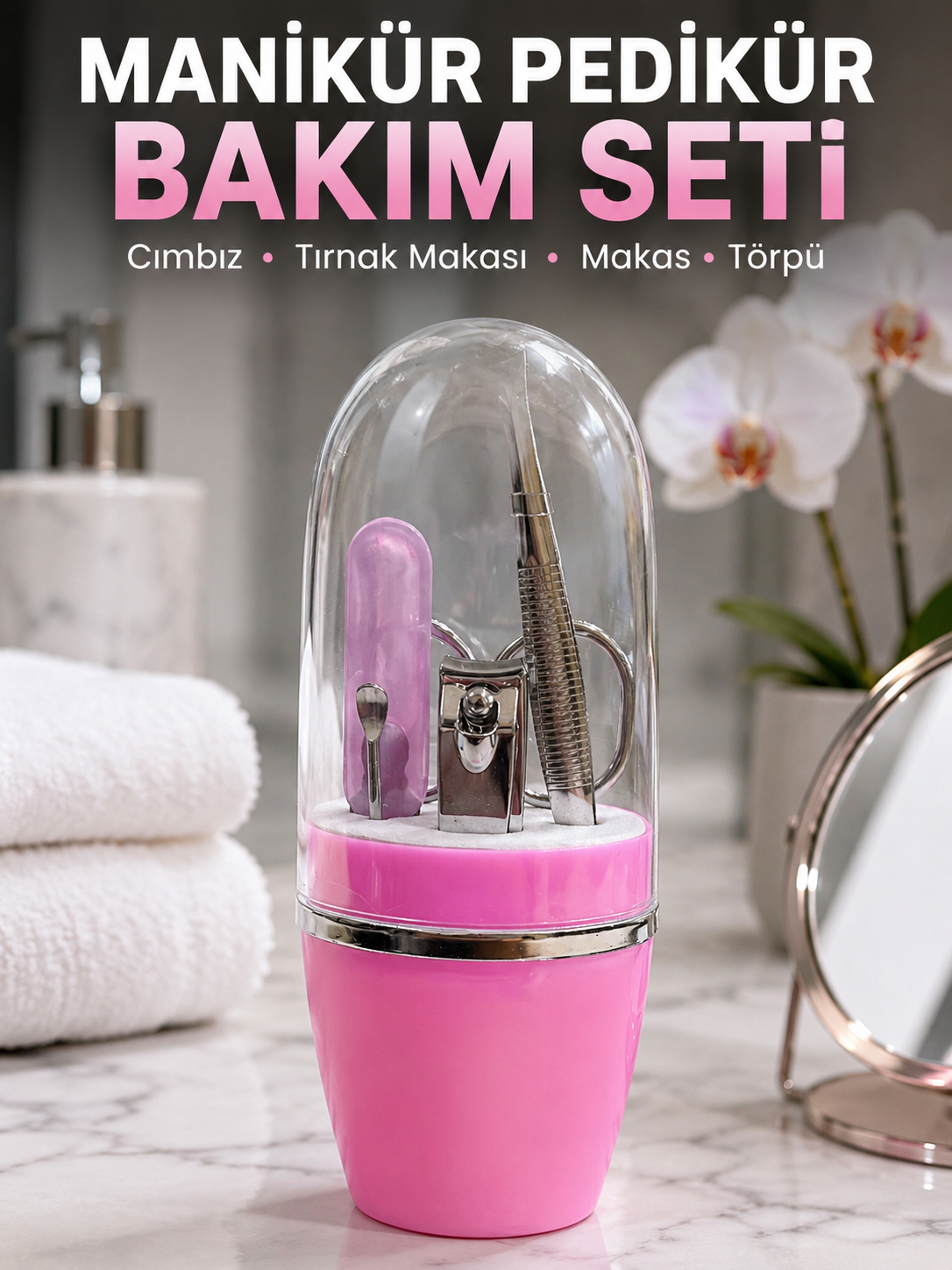 Pembe Tırnak Bakım Seti Cımbız Makas Tırnak Makası ve Törpü İçeren Kit - Lisinya Pembe Tırnak Bakım Seti Cımbız Makas Tırnak Makası ve Törpü İçeren Kit - Lisinya