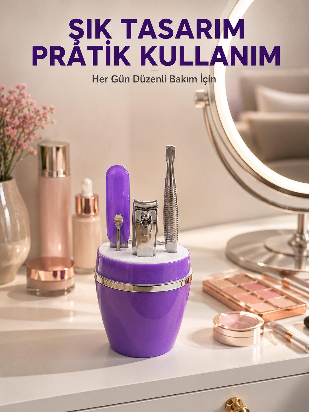 Mor Manikür Pedikür Seti Taşınabilir Kişisel Bakım Kiti - Lisinya Mor Manikür Pedikür Seti Taşınabilir Kişisel Bakım Kiti - Lisinya