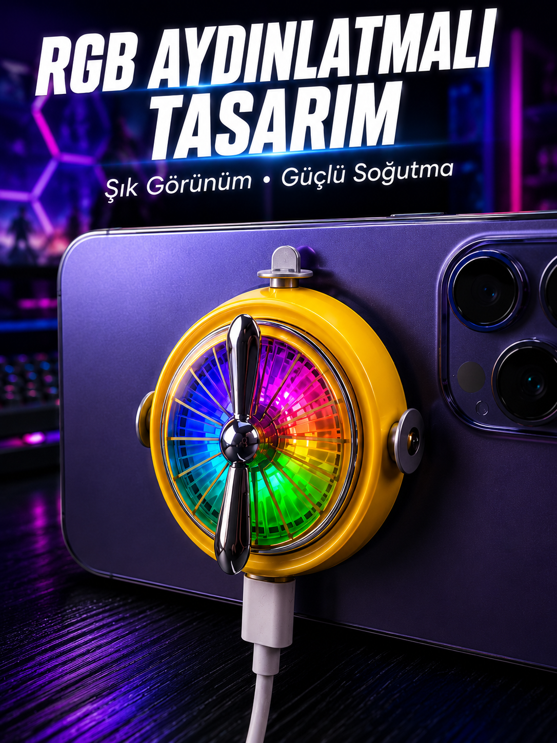 RGB Işıklı Manyetik Telefon Oyun Soğutucu Fan - Lisinya RGB Işıklı Manyetik Telefon Oyun Soğutucu Fan - Lisinya