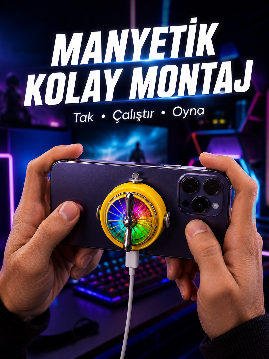 Şarj Edilebilir RGB Telefon Soğutucu Oyun Fanı - Lisinya