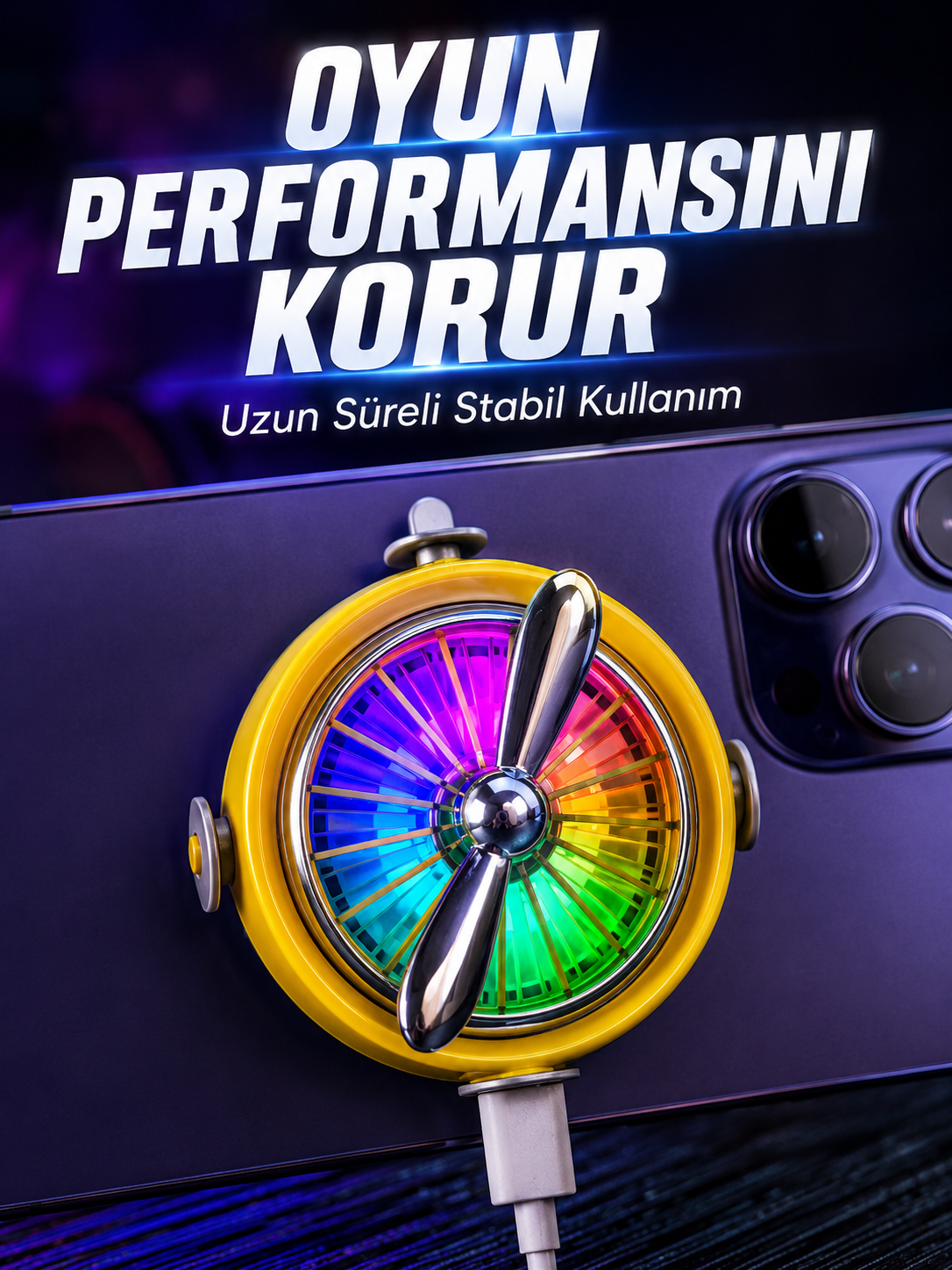 Telefon İçin RGB LED Manyetik Soğutma Fanı - Lisinya