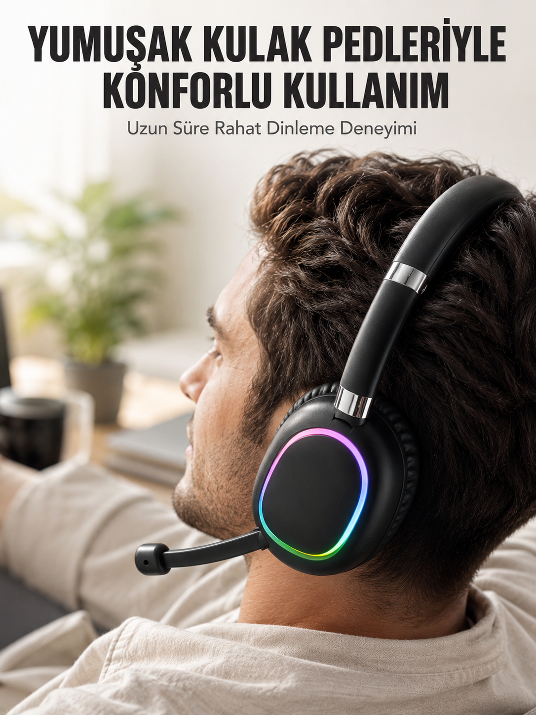 Bluetooth 5.0 RGB Işıklı Mikrofonlu Kablosuz Kulak Üstü Kulaklık - Lisinya Bluetooth 5.0 RGB Işıklı Mikrofonlu Kablosuz Kulak Üstü Kulaklık - Lisinya