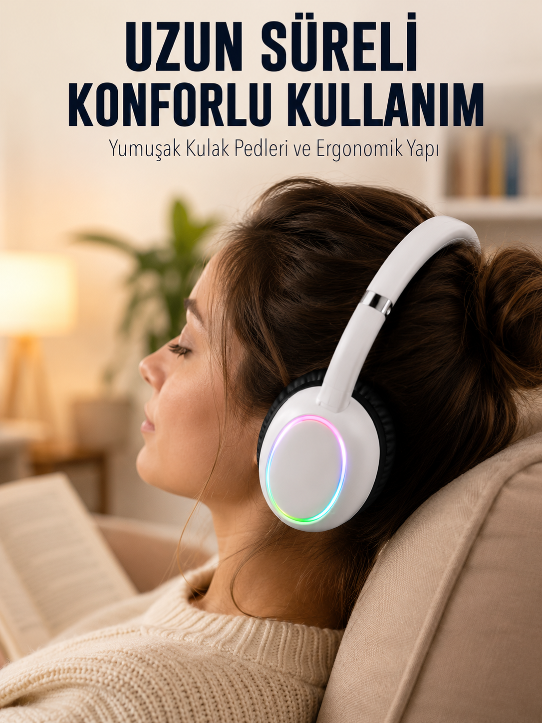 Beyaz Kablosuz Bluetooth Kulaklık Mikrofonlu Ergonomik Kulak Üstü Tasarım - Lisinya Beyaz Kablosuz Bluetooth Kulaklık Mikrofonlu Ergonomik Kulak Üstü Tasarım - Lisinya