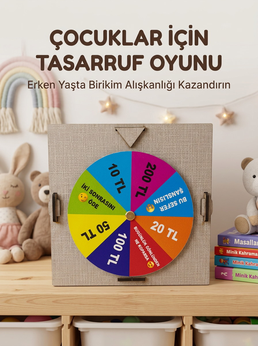 Şans Çarklı Motivasyon Kutusu Günlük Tasarruf Challenge Oyun Ahşap Birikim Kumbarası - Lisinya Şans Çarklı Motivasyon Kutusu Günlük Tasarruf Challenge Oyun Ahşap Birikim Kumbarası - Lisinya