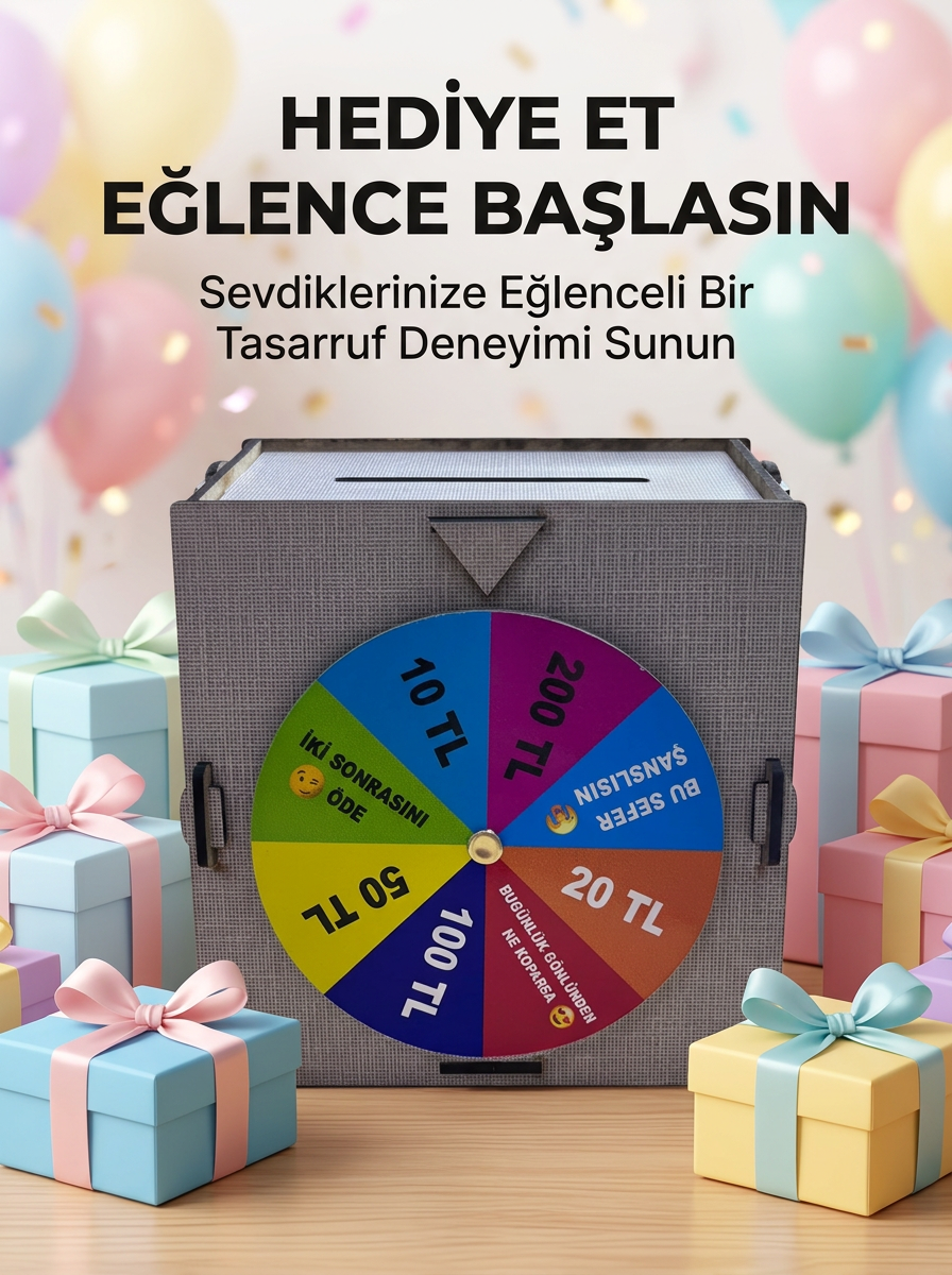 Renkli Şans Çarklı Para Biriktirme Oyunu Eğlenceli Tasarruf Kutusu Ahşap Challenge Kumbarası - Lisinya Renkli Şans Çarklı Para Biriktirme Oyunu Eğlenceli Tasarruf Kutusu Ahşap Challenge Kumbarası - Lisinya