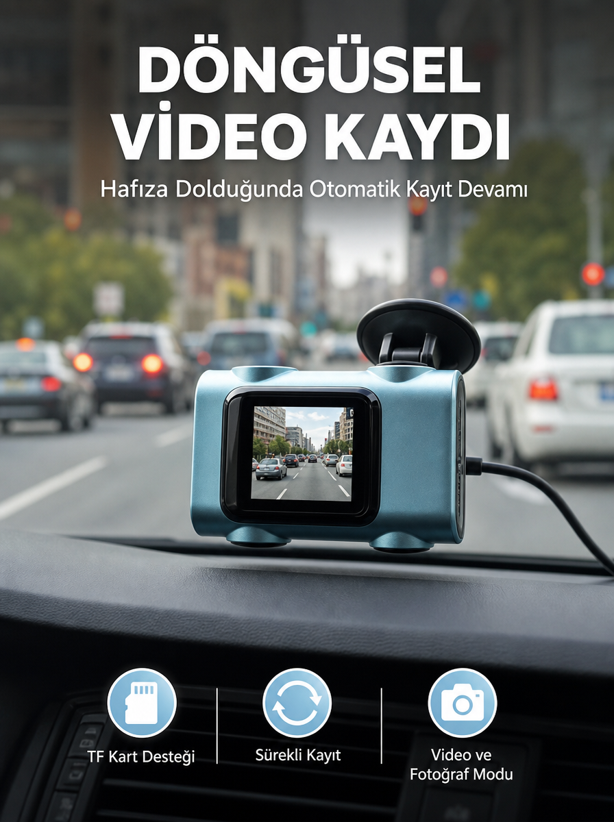 Mini Araç İçi Kamera Sürekli Kayıt Geniş Açılı Yeni Nesil - Lisinya