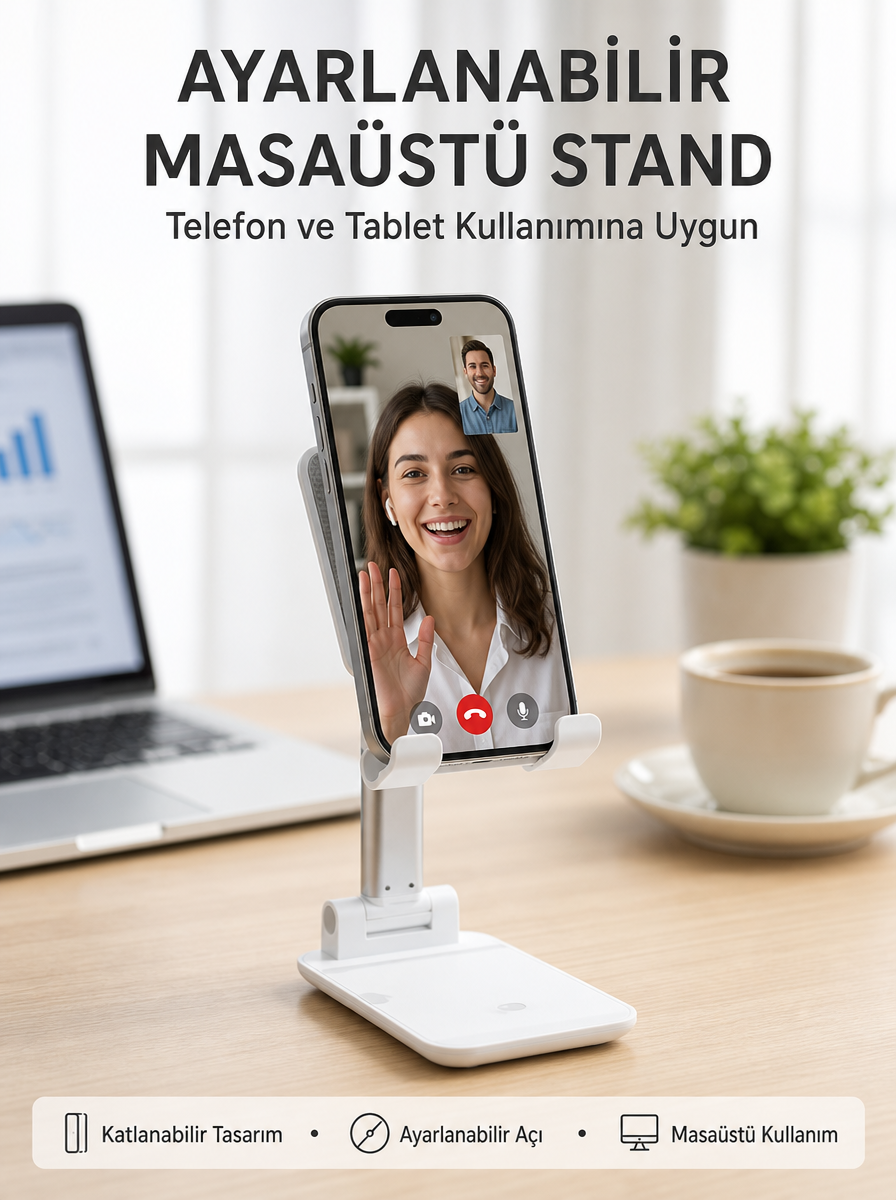 Taşınabilir Masaüstü Telefon Tutucu Ayarlanabilir Yükseklik Yeni Nesil - Lisinya Taşınabilir Masaüstü Telefon Tutucu Ayarlanabilir Yükseklik Yeni Nesil - Lisinya