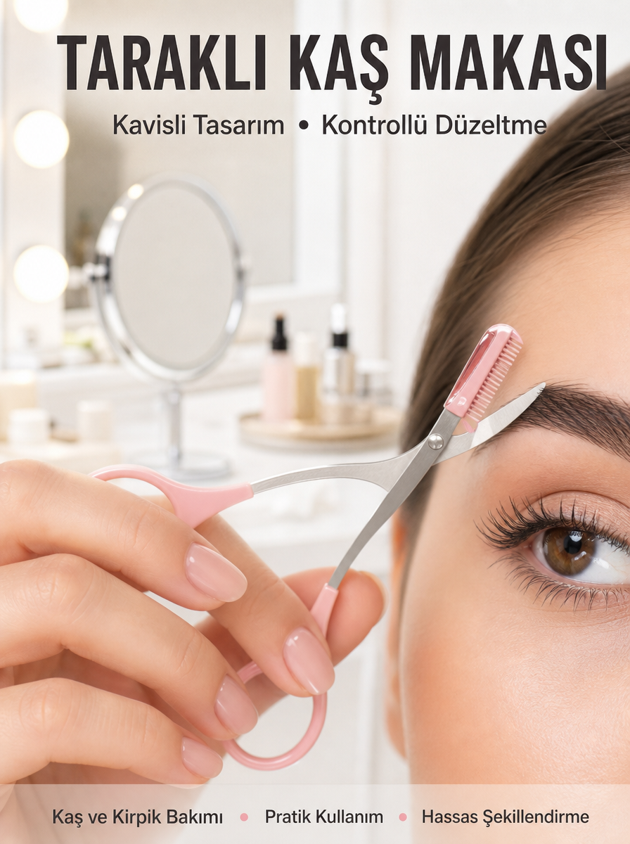 Kavisli Kaş Kirpik Düzeltici Bıyık Alma Taraklı Kaş Makası Yüz Bakım Seti Makas - Lisinya Kavisli Kaş Kirpik Düzeltici Bıyık Alma Taraklı Kaş Makası Yüz Bakım Seti Makas - Lisinya