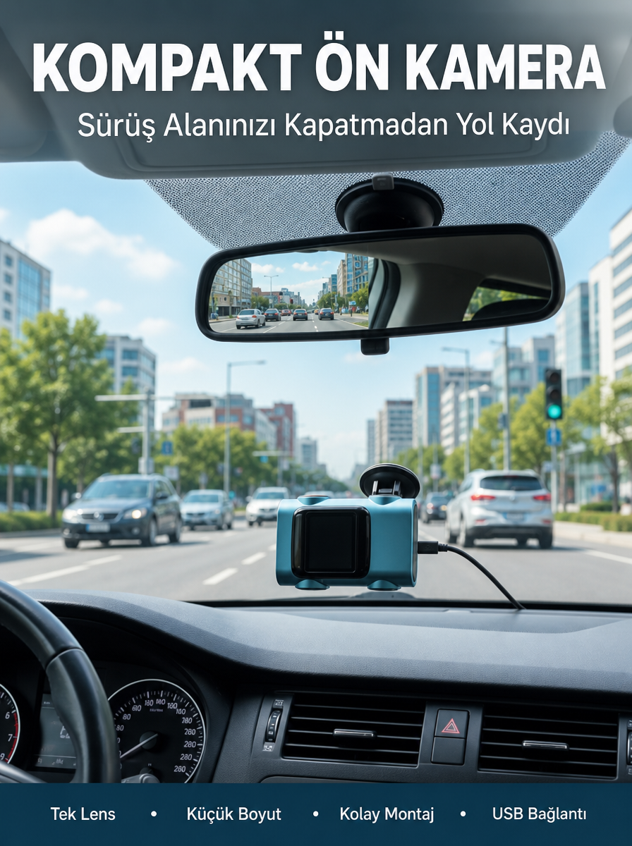 Kompakt Dash Kamera USB Şarj TF Kart Destekli Yeni Nesil - Lisinya