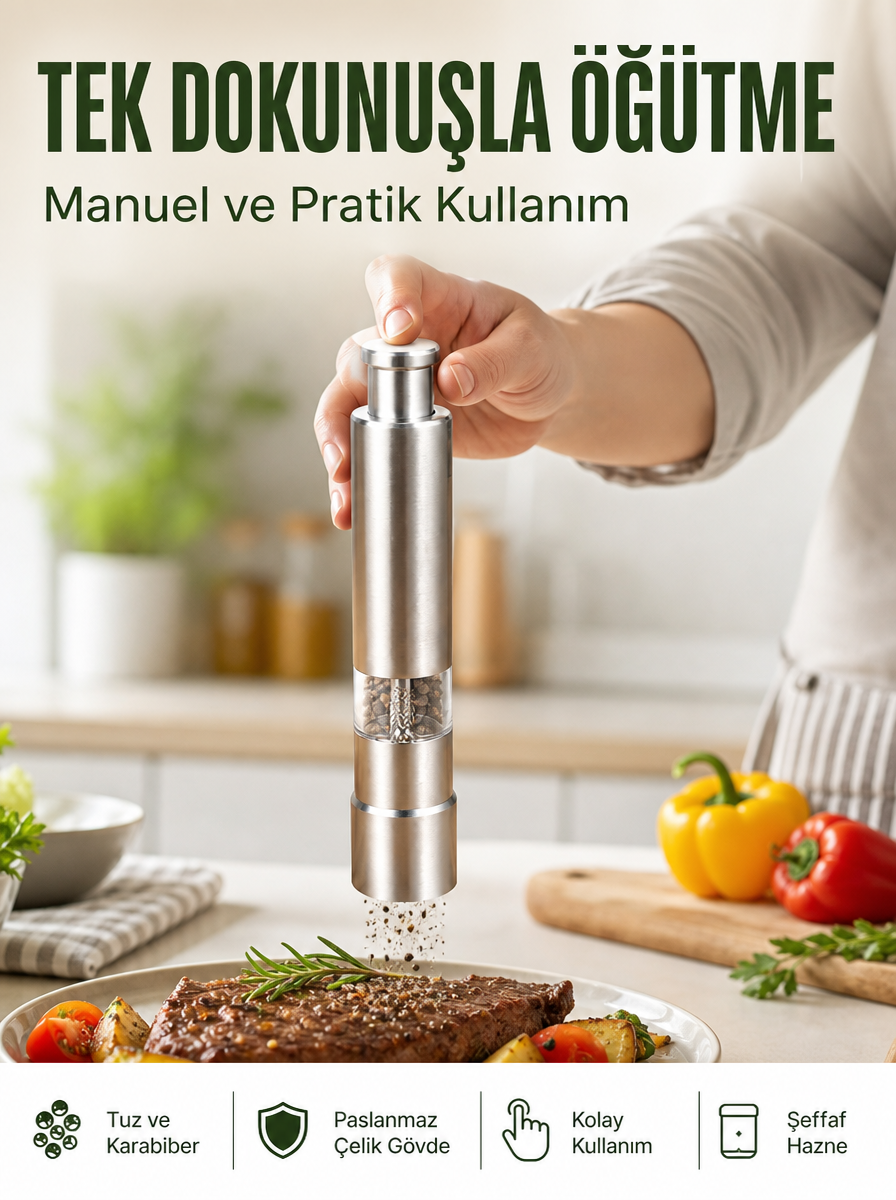 Orta Boy Kararbiber ve Tuz Öğütücü – Kolay Kullanım, Şık Tasarım Yeni Nesil - Lisinya Orta Boy Kararbiber ve Tuz Öğütücü – Kolay Kullanım, Şık Tasarım Yeni Nesil - Lisinya