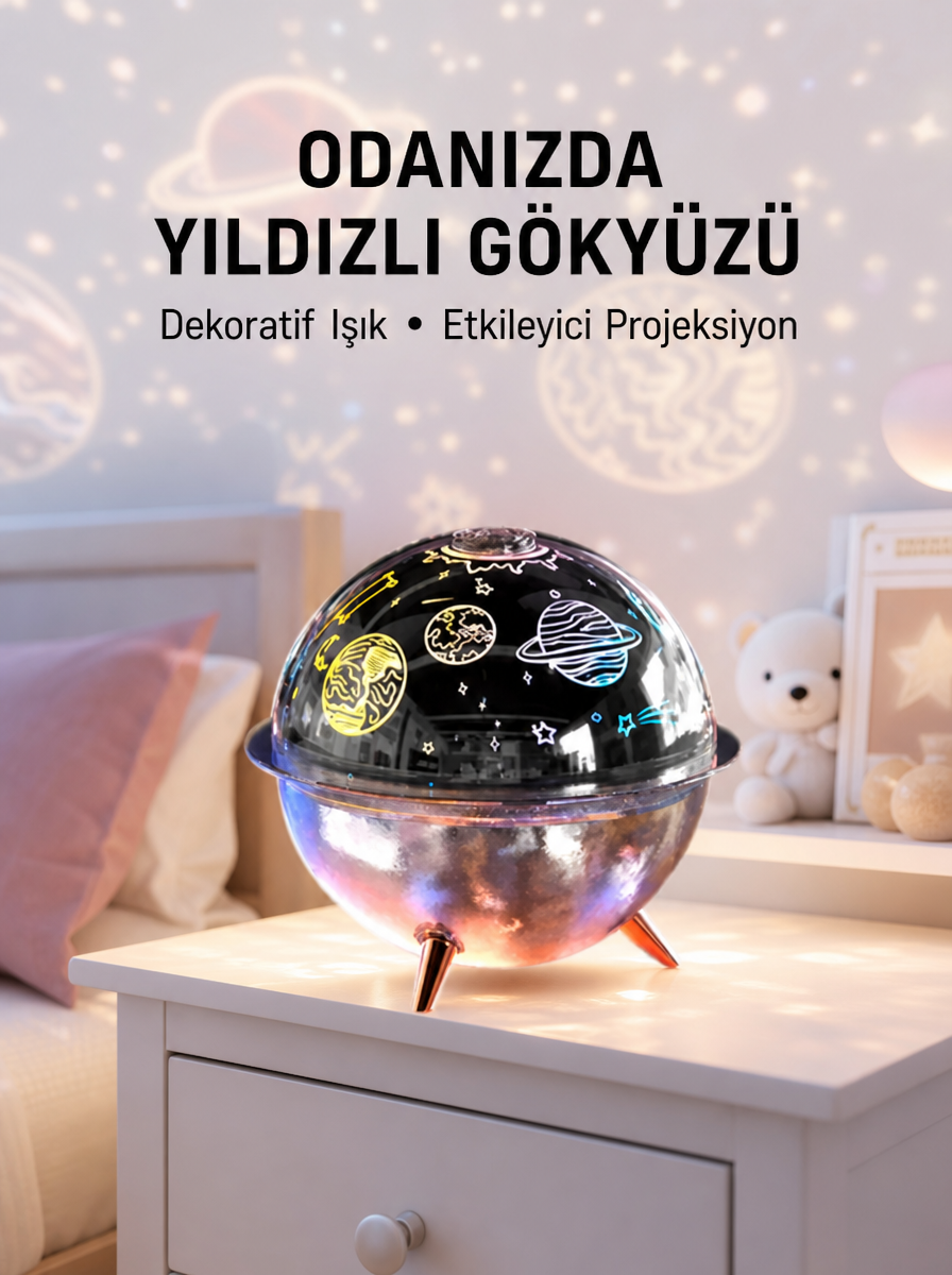 Galaksi ve Yıldız Efektli Nemlendirici Işık Projektörü Yeni Nesil - Lisinya Galaksi ve Yıldız Efektli Nemlendirici Işık Projektörü Yeni Nesil - Lisinya