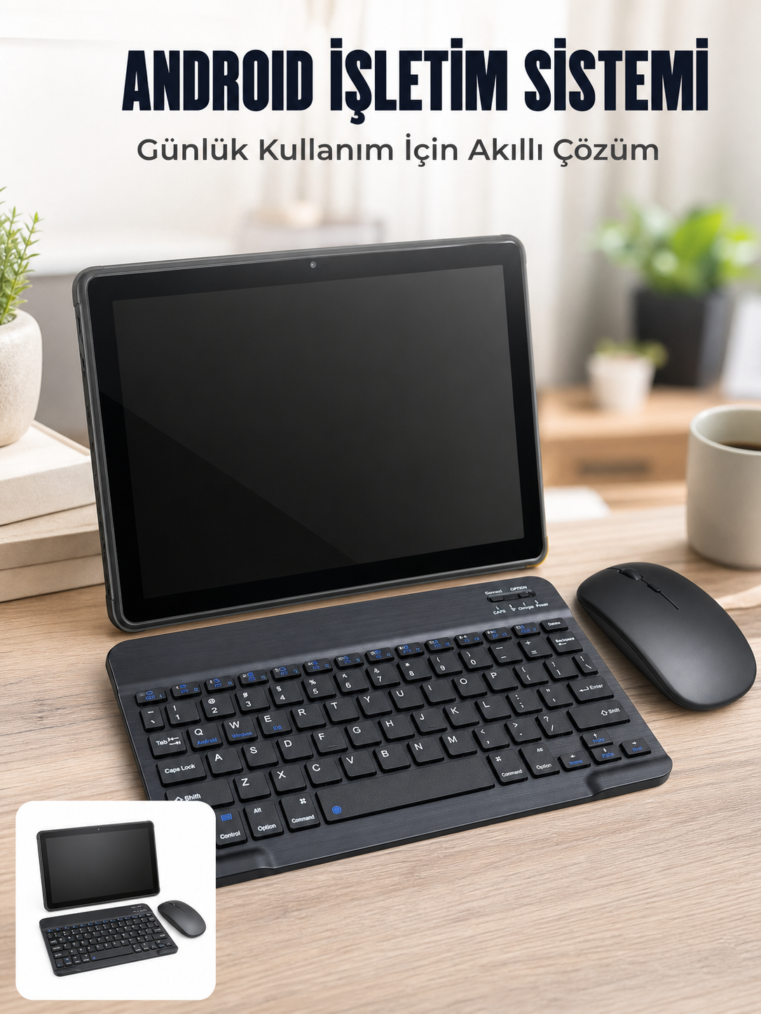 Android Tablet Bluetooth Klavye Mouse Seti SIM Kart Girişi Kablosuz Bağlantı ve Günlük Kullanıma Uygun - Lisinya