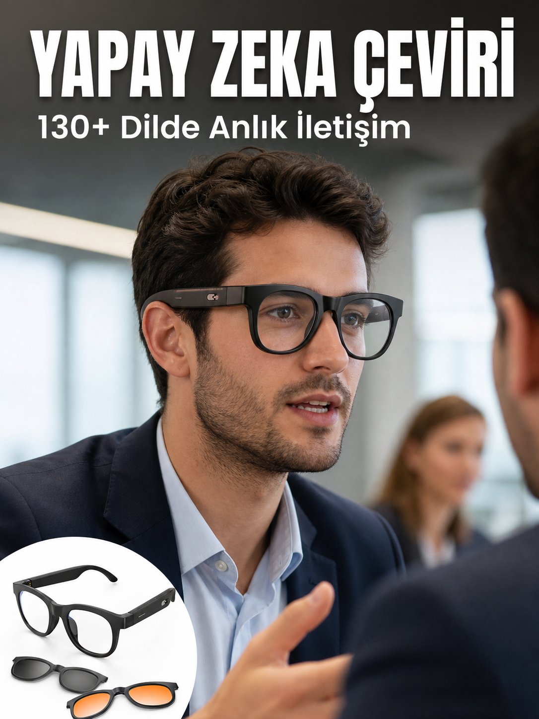 Yapay Zekâ Destekli Bluetooth Akıllı Gözlük Açık Kulak Ses Teknolojisi Müzik Dinleme ve Telefon Görüşmesi - Lisinya