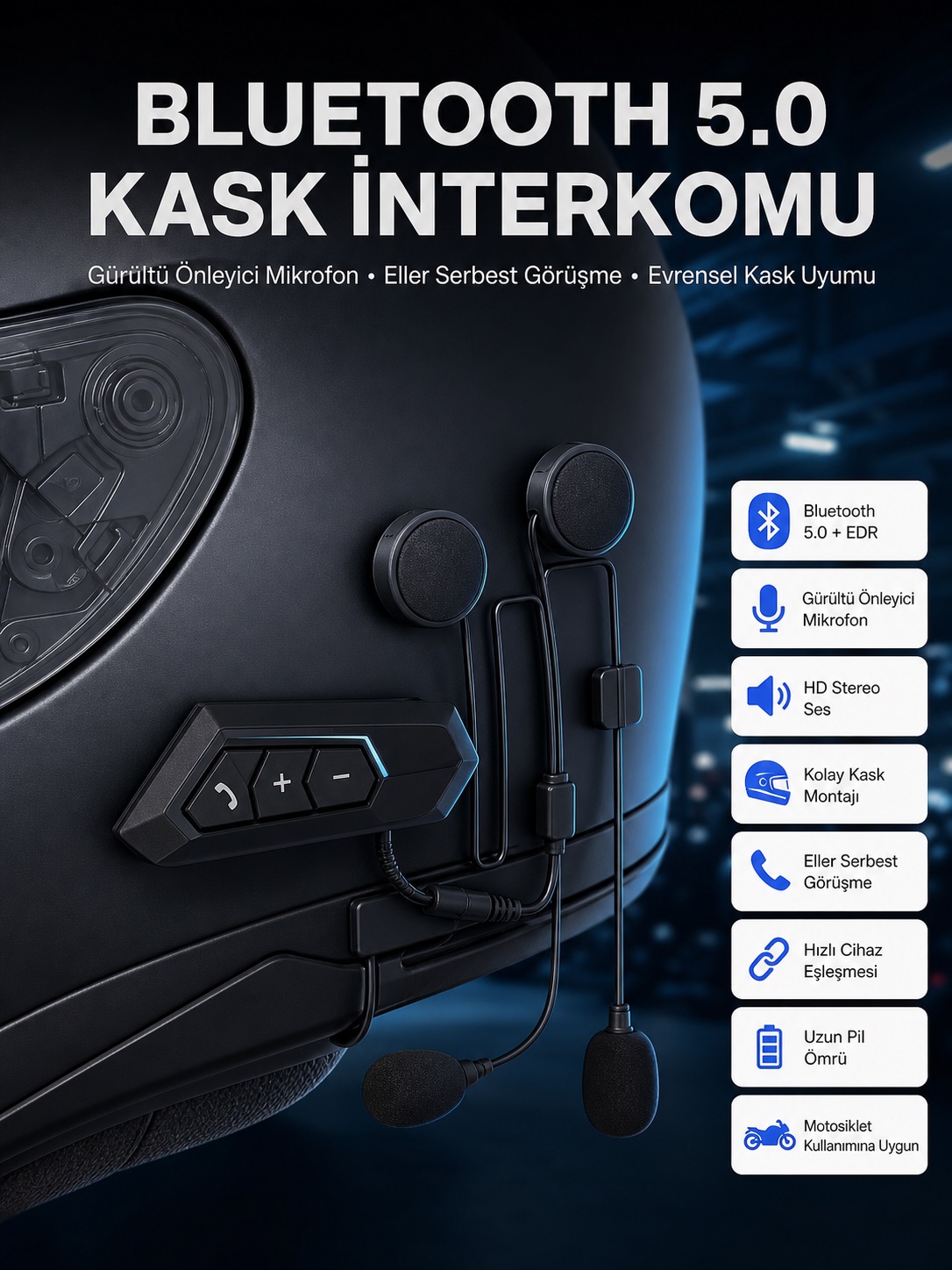 Intercom Bluetooth Kask Kulaklık Motosiklet Kulaklık 5.0 Bluetooth - Lisinya Intercom Bluetooth Kask Kulaklık Motosiklet Kulaklık 5.0 Bluetooth - Lisinya