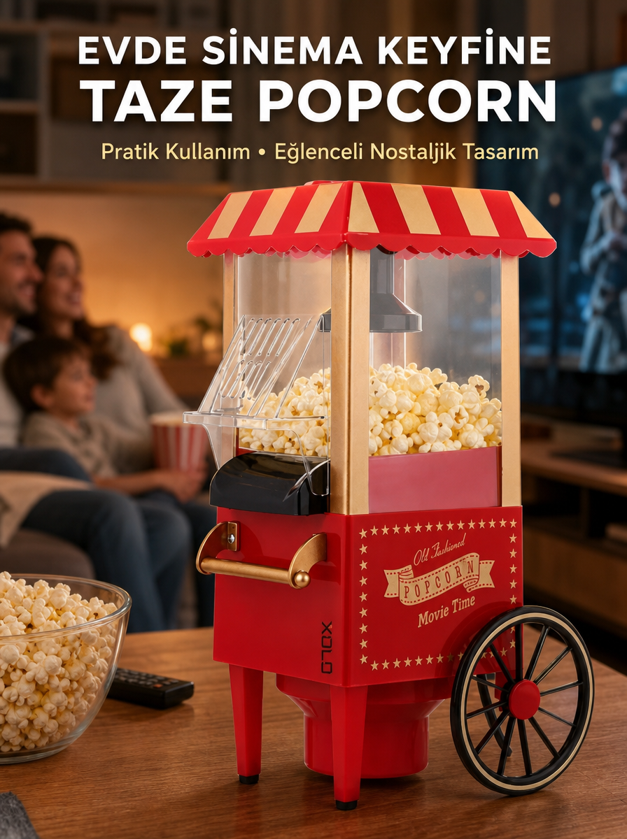 Yağsız Popcorn Makinesi Sıcak Hava ile Hızlı Patlatma - Lisinya Yağsız Popcorn Makinesi Sıcak Hava ile Hızlı Patlatma - Lisinya