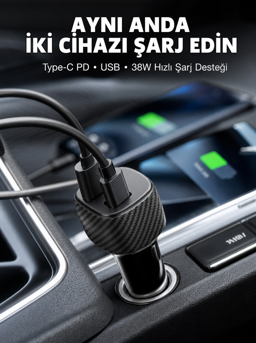 38W Oto Çakmaklık Araç Içi Şarj Cihazı Hızlı Şarj Uzun Ömürlü Yeni Nesil - Lisinya 38W Oto Çakmaklık Araç Içi Şarj Cihazı Hızlı Şarj Uzun Ömürlü Yeni Nesil - Lisinya