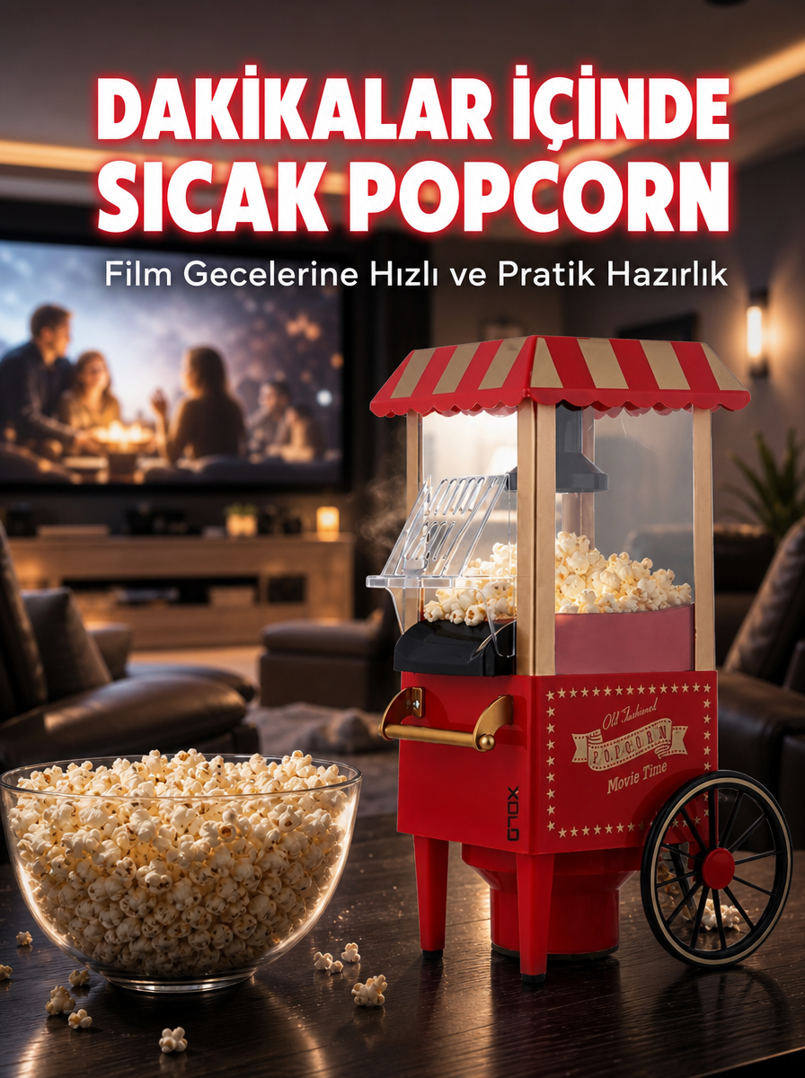 5 Dakikada Popcorn Hazırlayan Yağsız Patlatma Makinesi - Lisinya