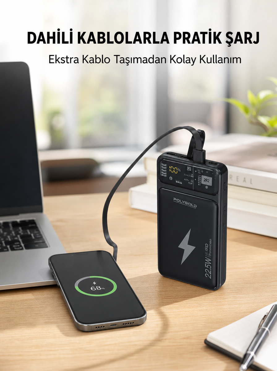 Powerbank 10000 mAh Dijital Göstergeli Taşınabilir Yeni Nesil - Lisinya