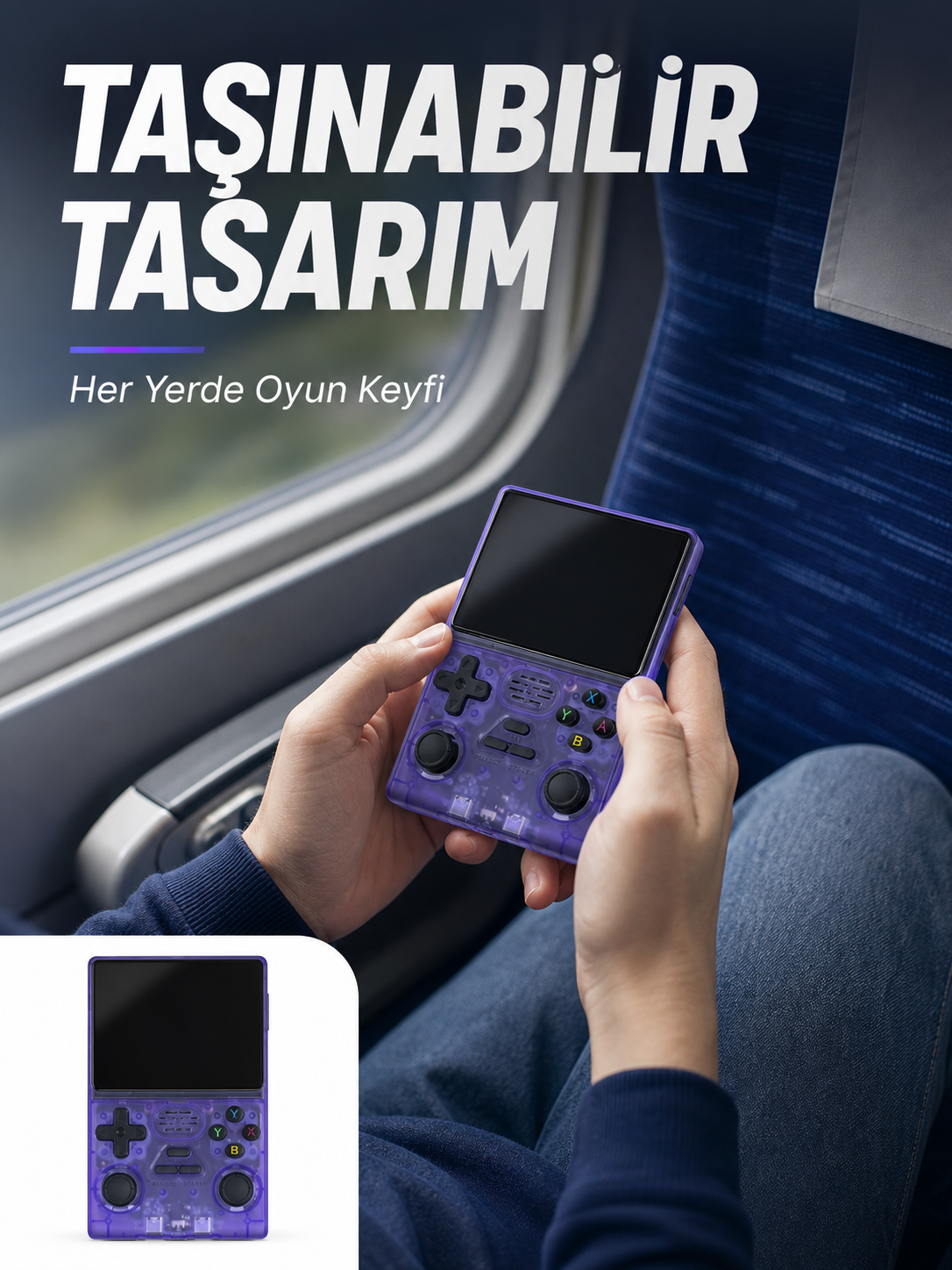 Kablosuz Kollu 3.5 İnç IPS Ekranlı Retro El Oyun Konsolu - Lisinya