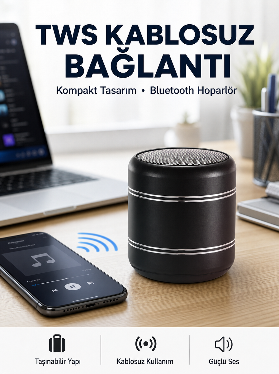 Taşınabilir Silindir Tasarım Bluetooth 5.0 Hoparlör Yüksek Bas Performanslı Yeni Nesil - Lisinya Taşınabilir Silindir Tasarım Bluetooth 5.0 Hoparlör Yüksek Bas Performanslı Yeni Nesil - Lisinya