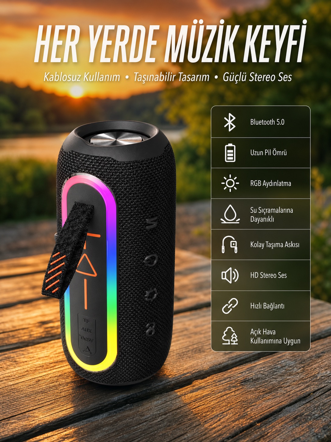 Kablosuz Bluetooth Hoparlör Taşınabilir Çoklu Bağlantılı Özelliği - Lisinya