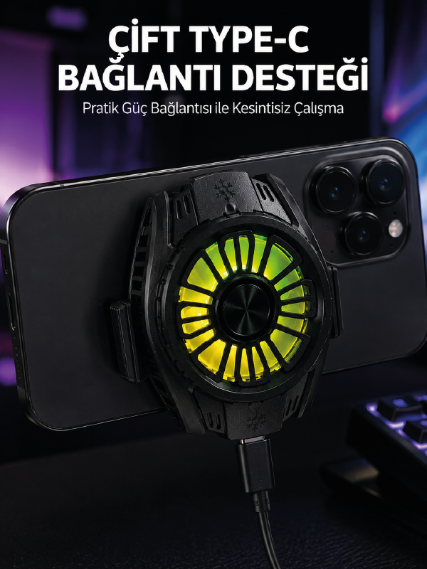 Manyetik Bağlantılı Çift Type-C Girişli Telefon Soğutucu - Lisinya Manyetik Bağlantılı Çift Type-C Girişli Telefon Soğutucu - Lisinya
