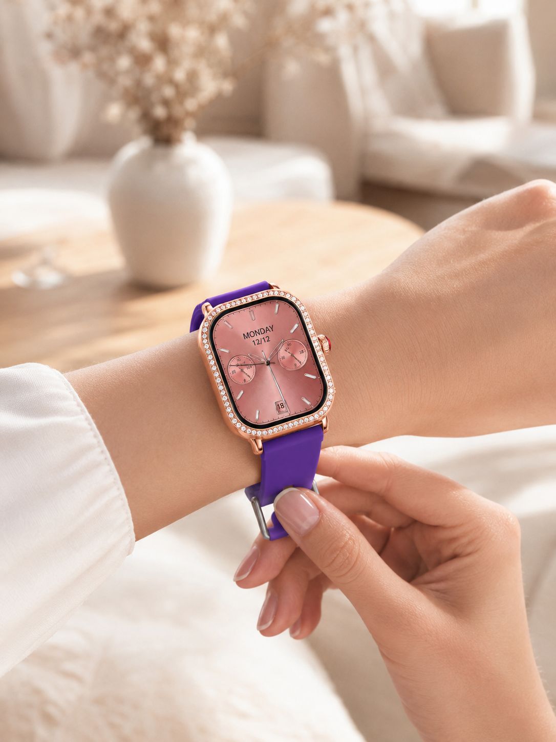 3 Kordonlu Rose Gold Kasalı Kadın Akıllı Saat Seti - Lisinya 3 Kordonlu Rose Gold Kasalı Kadın Akıllı Saat Seti - Lisinya