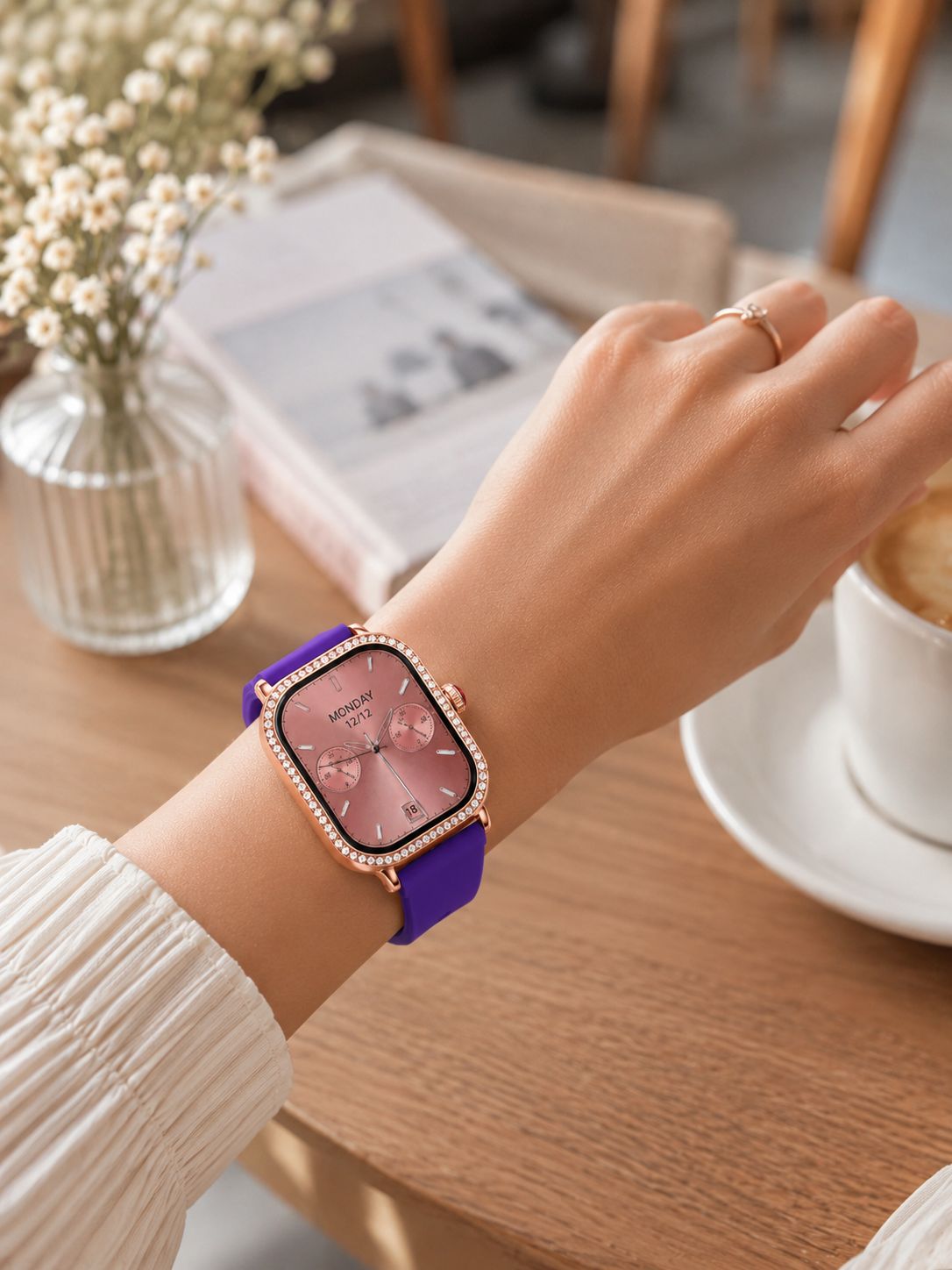 3 Kordonlu Rose Gold Kasalı Kadın Akıllı Saat Seti - Lisinya 3 Kordonlu Rose Gold Kasalı Kadın Akıllı Saat Seti - Lisinya