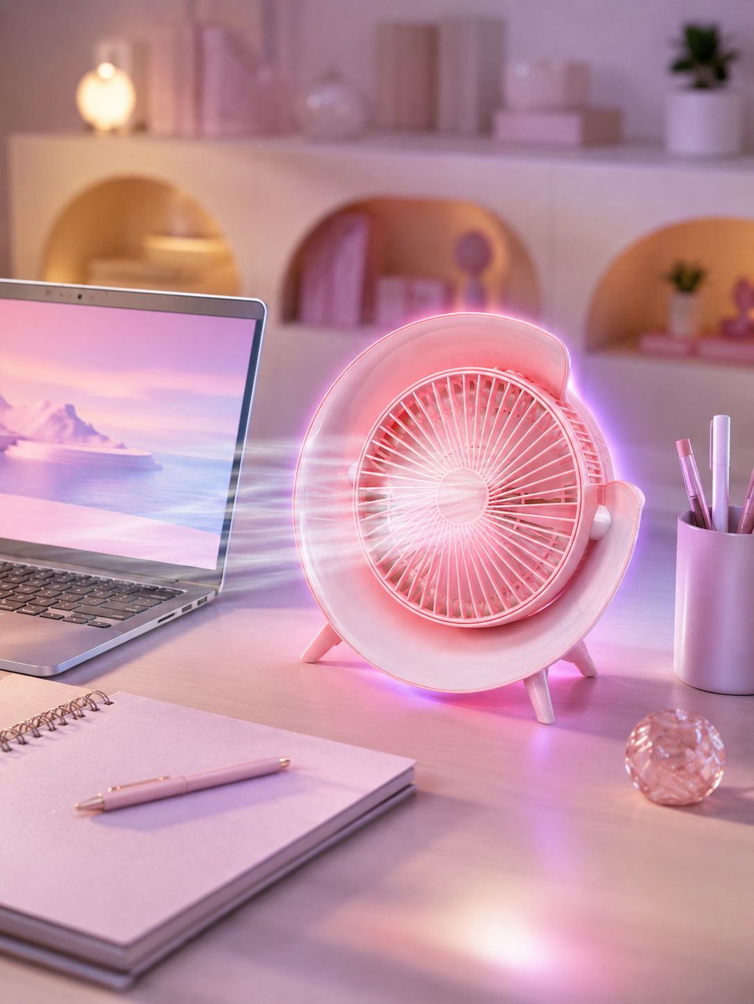3 Hız Ayarlı USB Şarjlı RGB Masa Fanı - Lisinya 3 Hız Ayarlı USB Şarjlı RGB Masa Fanı - Lisinya