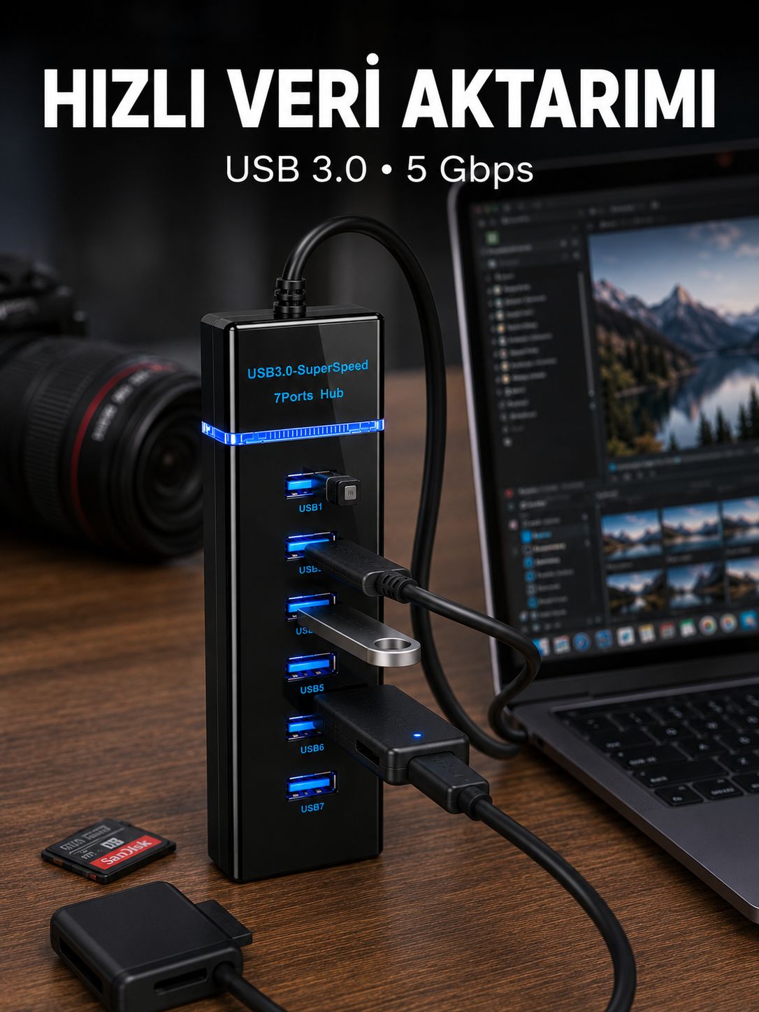 USB 3.0 Çoklayıcı 7 Port Yüksek Hızlı Veri Aktarım - Lisinya USB 3.0 Çoklayıcı 7 Port Yüksek Hızlı Veri Aktarım - Lisinya